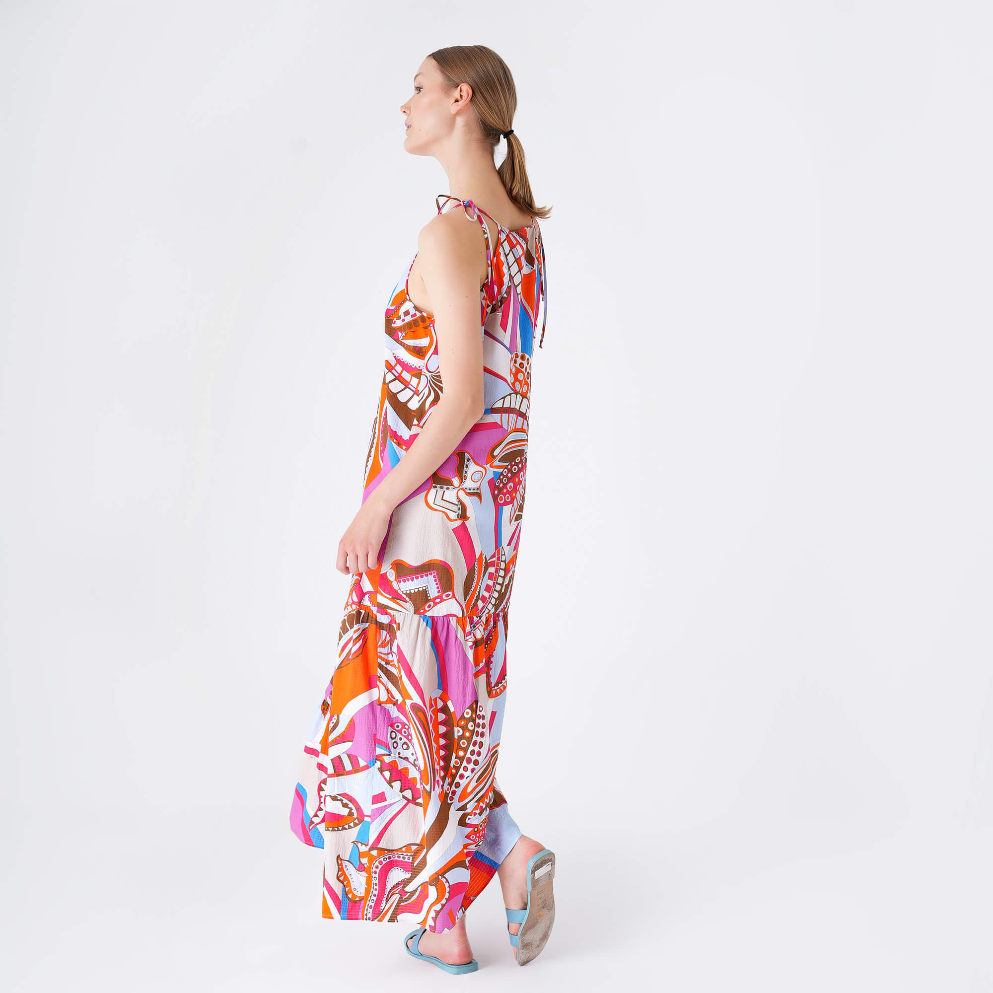 Emilio Pucci - Orange & Pink Linen Strap Dress